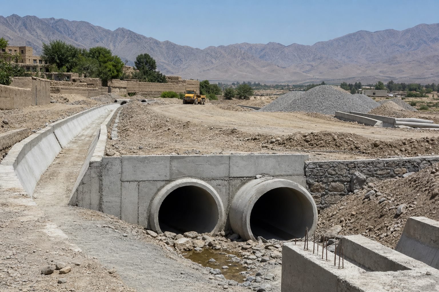 Drainage culvert and concrete channel project in Afghanistan